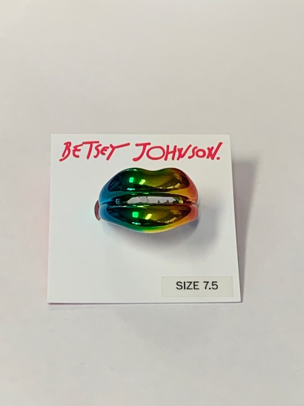 Betsey Johnson One Love Lip Ring Rainbow Size 7.5 Halloween